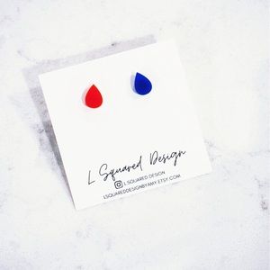 New Oil Drop Stud Earrings, Handmade, Small Business, Edmonton Oilers